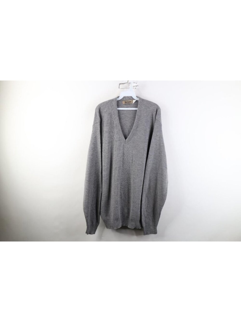 Vintage 90s Streetwear Mens XLT Blank Knit V-Neck Sweater Heather Gray USA